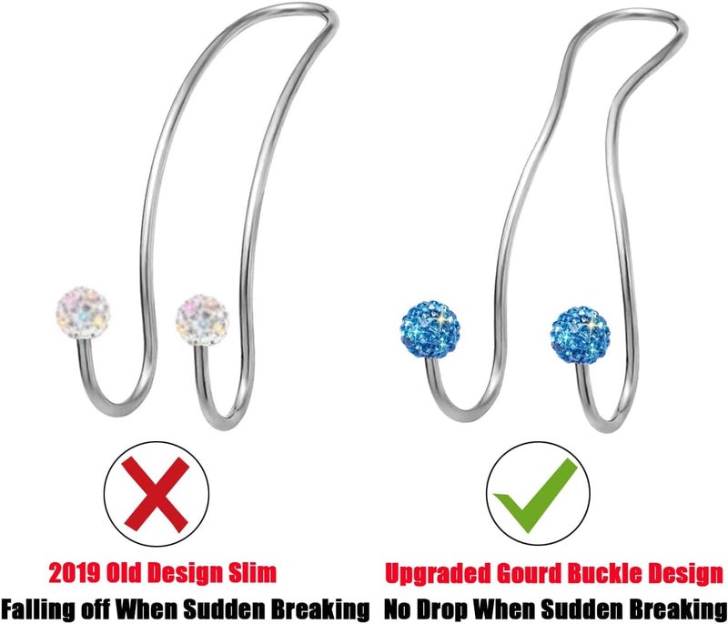 MTGOCHA Bling Purse Hook for Car Headrest, Upgraded Cute Car Seat Hooks for Bag Handbag, Durable Stainless Auto Purse Hanger Holder 2 Pack, Light Blue - Image 5